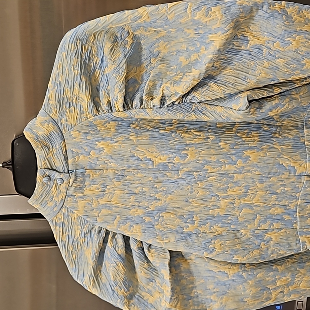 💕ROTATE💕 Button-Detailed Ruched Crinkled-Jacquard Mini Dress Angel Fall 8 NWOT - Picture 15 of 16